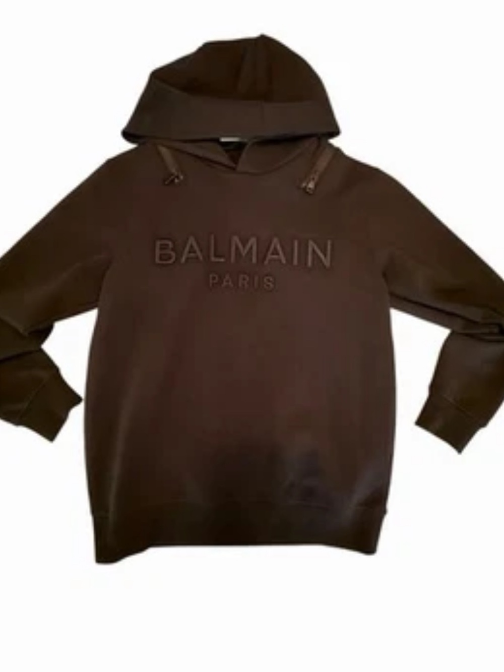Balmain Black Men’s Embossed Logo Hoodie M NWT